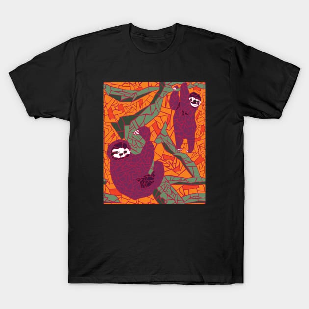 Hanging Sloth Mosaic T-Shirt by whyitsme